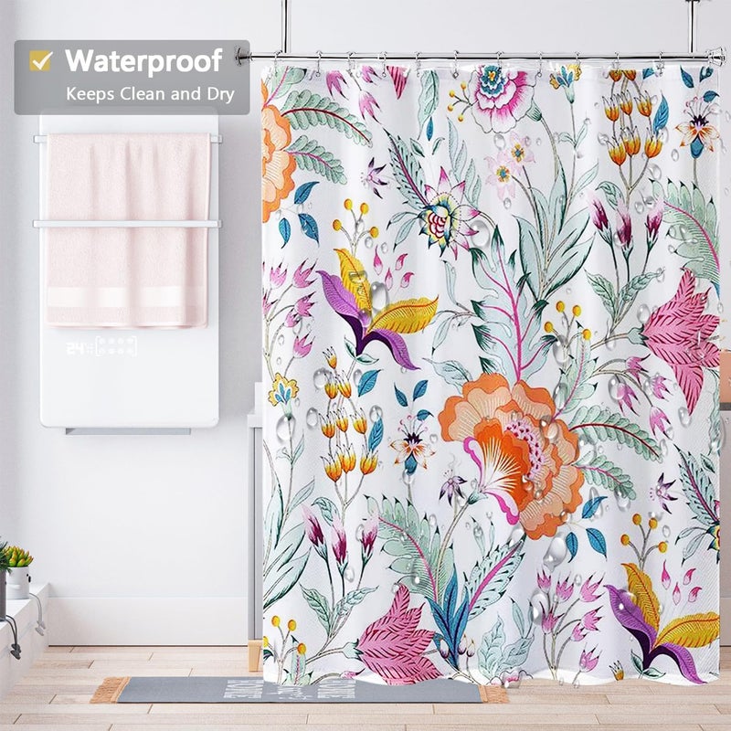 LLSCL Fabric Shower Curtain Liner with Magnets, Peacock Tail Waterproof Hotel Quality, 72 x 72 Machine Washable - Image 3